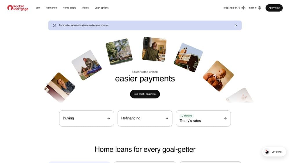 Screenshot of Rocket Mortgage website