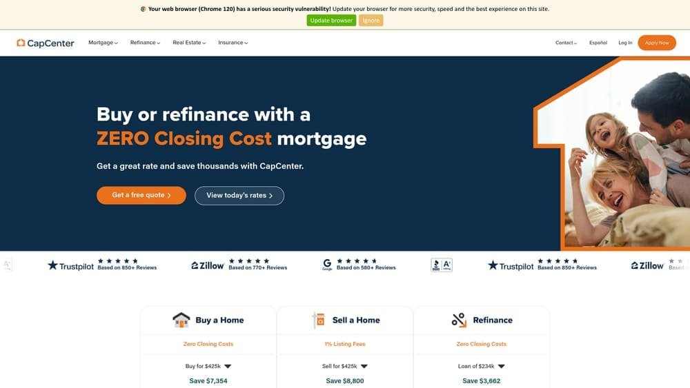 Screenshot of CapCenter website